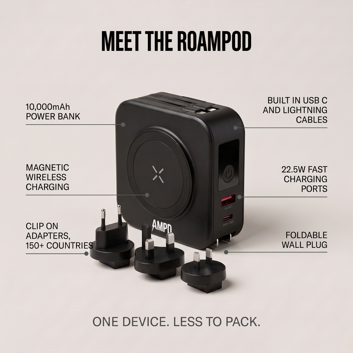 AMPD Roam Pod (5-In-1 Travel Charger) 40% OFF SALE ENDS SOON