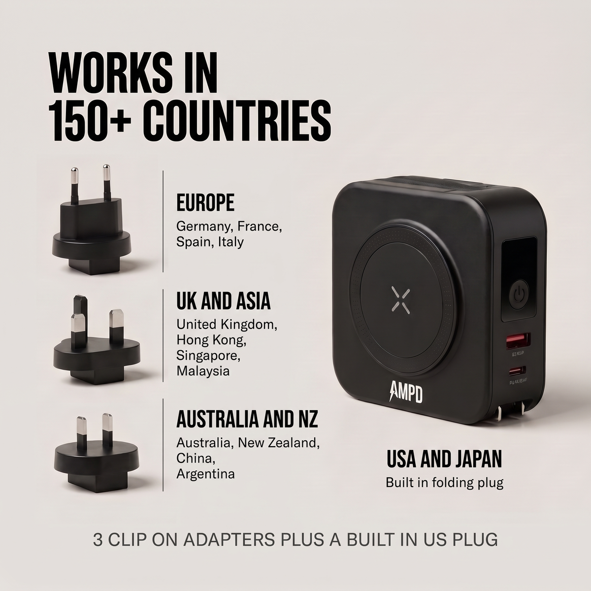 AMPD Roam Pod (5-In-1 Travel Charger) 40% OFF SALE ENDS SOON